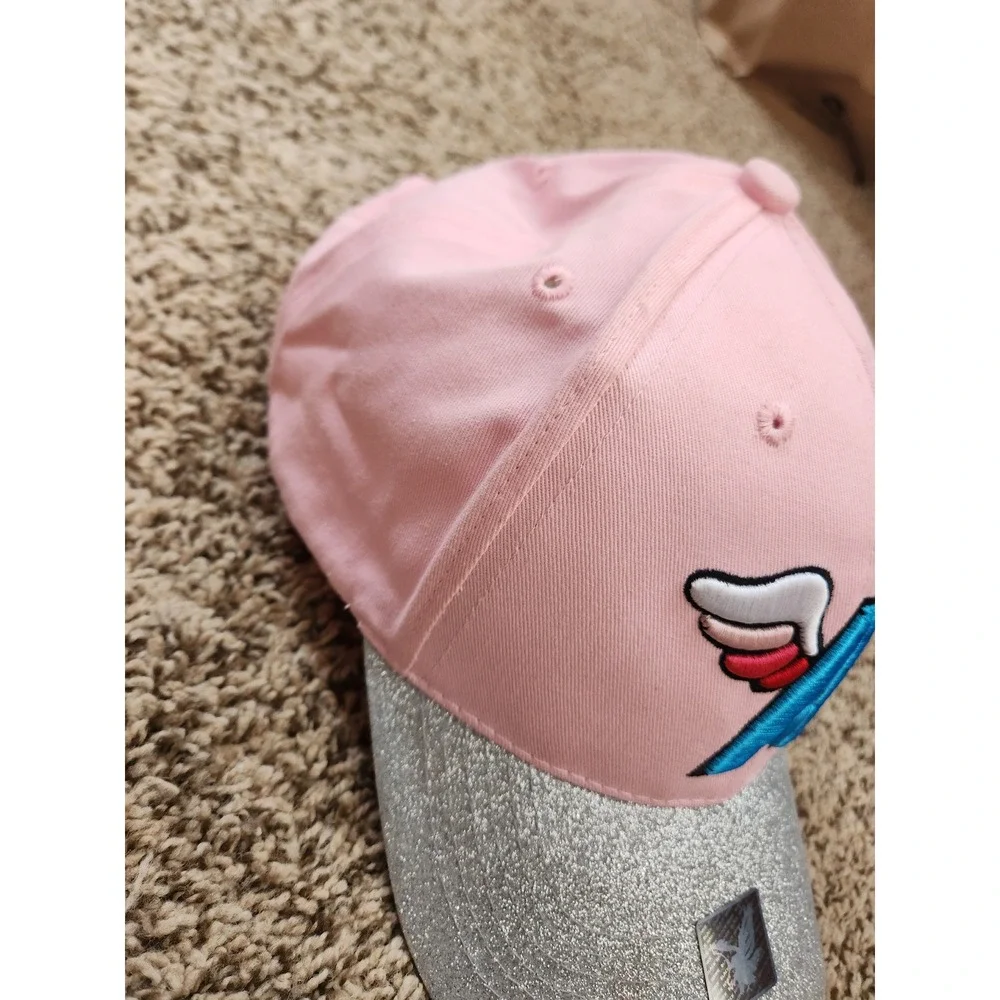 Ace Cap‎ Inc Pink Angel Baseball Hat Silver Glitter Brim Winged A Embroidered